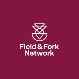 Field & Fork Network logo with stylized icon on burgundy background