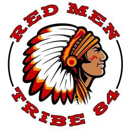 Red Meth Tribe logo featuring a Native American chief head in profile wearing a feathered headdress in red, white, and gold colors, surrounded by circular text.