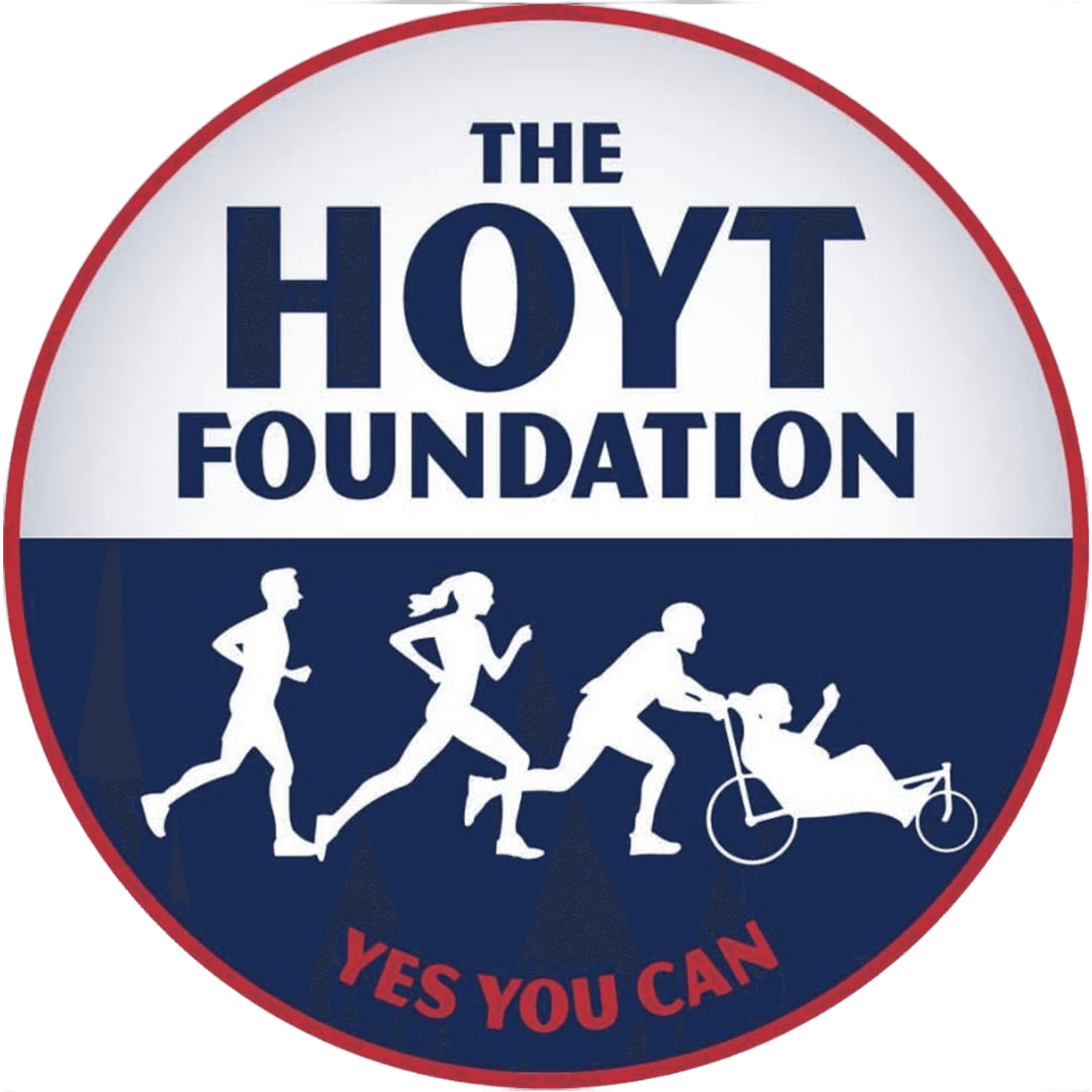 The Hoyt Foundation logo with silhouettes of runners including a wheelchair athlete, symbolizing inclusivity and empowerment.