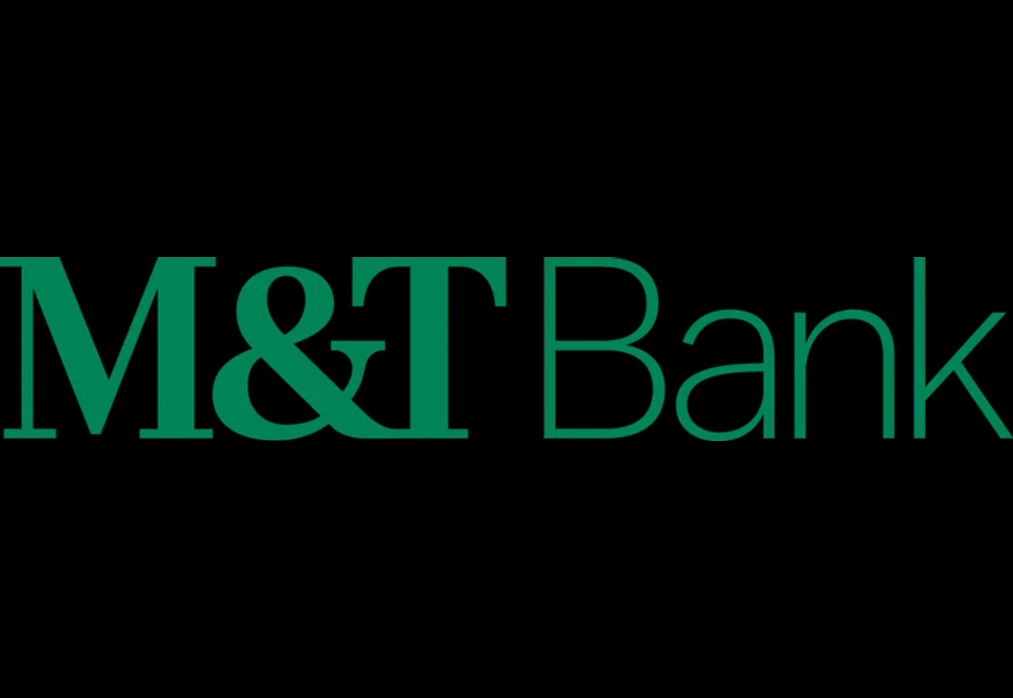 M&T Bank logo featuring green text with the company name in a modern, sans-serif typeface on a white background.