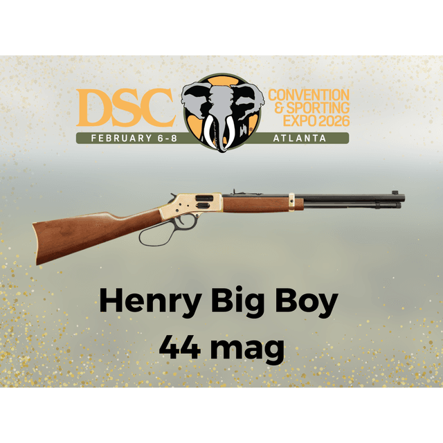 Henry Big Boy .44 mag lever-action rifle displayed at the DSC Convention & Sporting Expo 2026 in Atlanta, February 6-8.