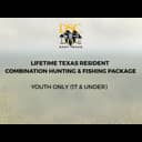DSC East Texas logo with elephant silhouette and trees, advertising a lifetime Texas resident combination hunting and fishing package for youth 17 and under.