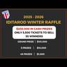 Iditarod Winter Raffle poster with $200,000 in cash prizes, limited to 5,500 tickets with 55 winners