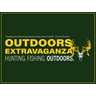Logo for Outdoors Extravaganza presented by Texas Trophy Hunters Association and SCI, featuring a deer skull with antlers and text about hunting, fishing, and outdoor activities on a green background.